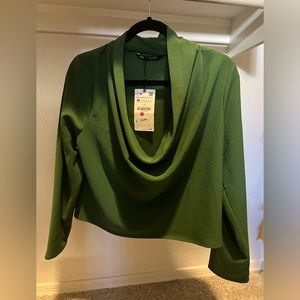 Zara flowy neckline crop blouse